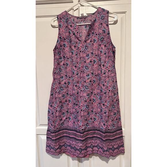 J. Jill Love Linen Shift Dress Size Small Paisley Pink 100% Linen Sleeveless - Picture 9 of 15